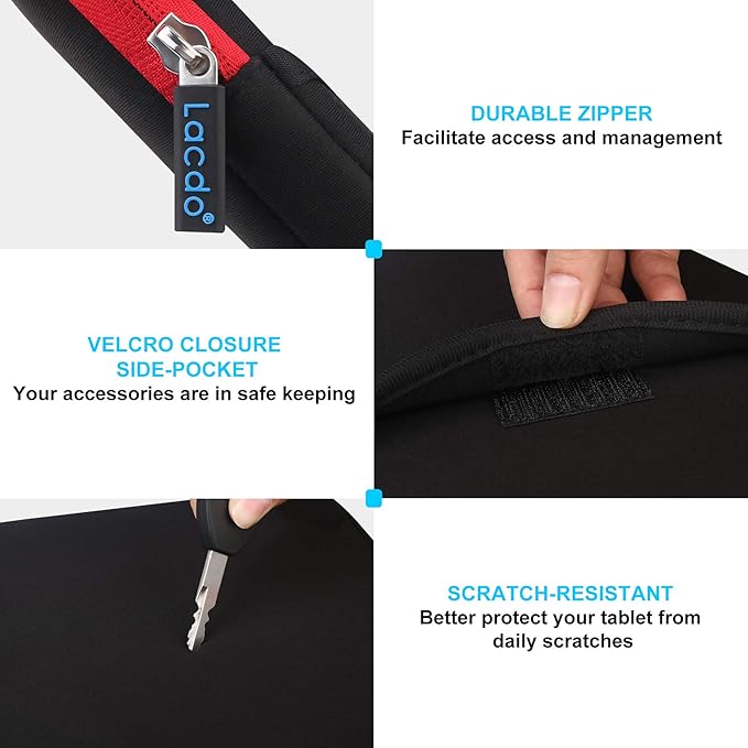 Lacdo Tablet Sleeve Case for 13 inch New iPad Air M4 M3 M2 2026-2024, 13 inch iPad Pro M5 M4 2025-2024, 12.9 inch iPad Pro 6 5 4 3 with Magic Keyboard and Smart Keyboard Folio Protective Bag, Red
