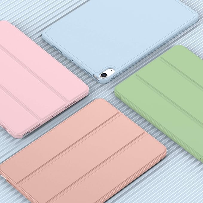 iMieet iPad Air 11 Inch Case M4/M3/M2(2026/2025/2024), iPad Air 5th/4th Generation Case 2022/2020 10.9 Inch with Pencil Holder,Trifold Stand Smart Case with Soft TPU Back(Rose Gold)