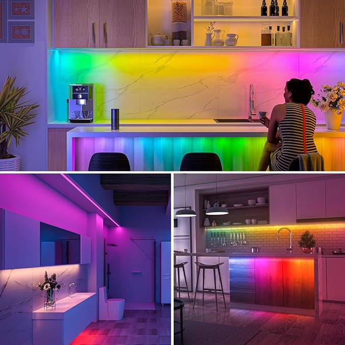 BTF-LIGHTING FCOB IP66 WS2811 IC RGB COB LED Strip 16.4FT DC12V 576LED/m Flexible High Density Color Chasing Uniform Light 16IC/m 10mm Width for Indoor Lighting Project(No Adapter or Controller)