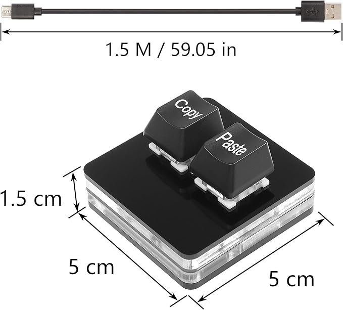 SinLoon USB Mini 2 Key Keypad 2-Key Copy Paste Keyboard OSU Keypad HotSwap One Handed Mechanical Gaming Keyboard with USB Cable for Accounting Working or Rhythm Games