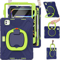 BRAECN for iPad Pro 11 Inch Case (M5/M4) 2025/2024, Shockproof Silicone Cover with Built-in Screen Protector, Multiple Adjustable Viewing Angles, Shoulder Strap, Handle Grip, Pencil Holder, Navy Green
