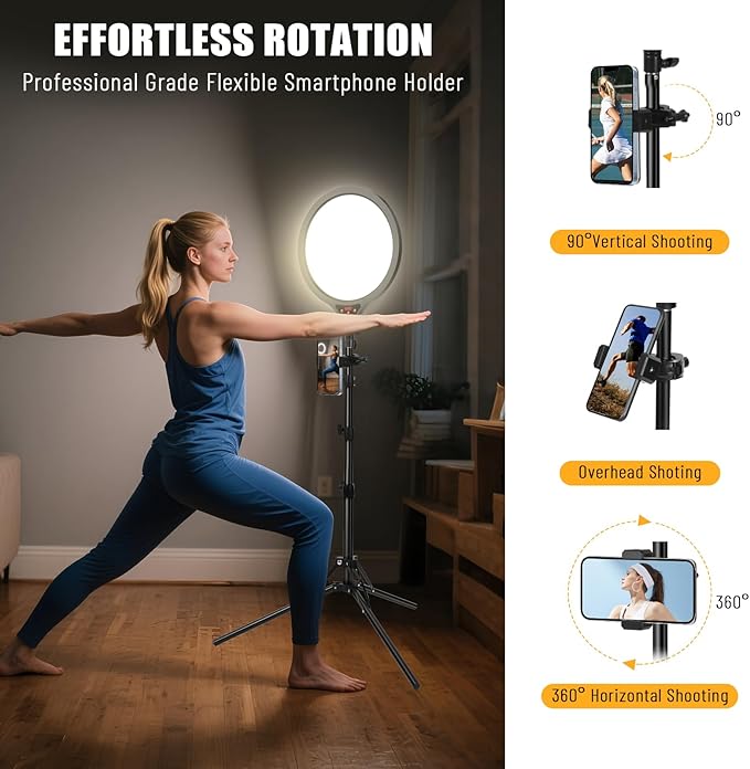 Ring Light with Stand, 14" Professional Ring Light Tripod for iPhone, Adjustable Height for Video Recording Photography Live Streaming Content Creation TikTok YouTube, Black