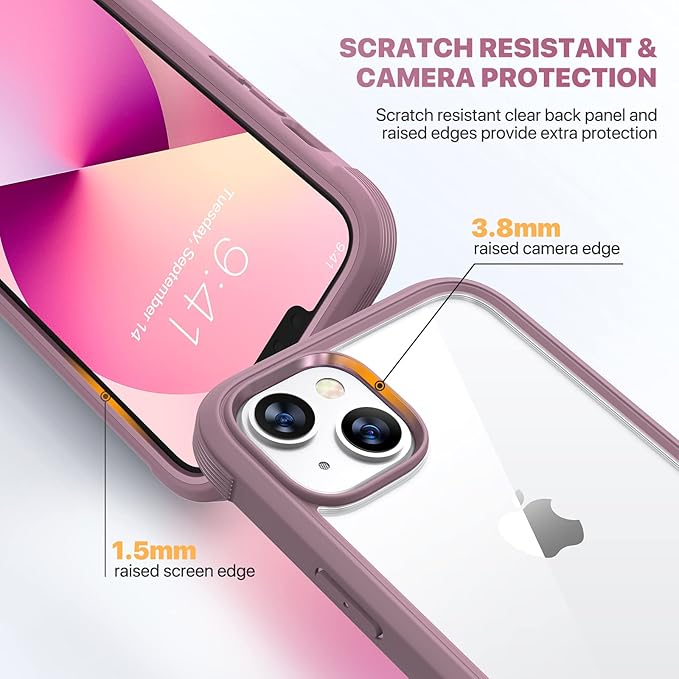 Diaclara Designed for iPhone 13 Case, Full Body Rugged with Built-in Touch Sensitive Anti-Scratch Screen Protector, Soft TPU Bumper Case for iPhone 13 6.1" (Blackcurrant)