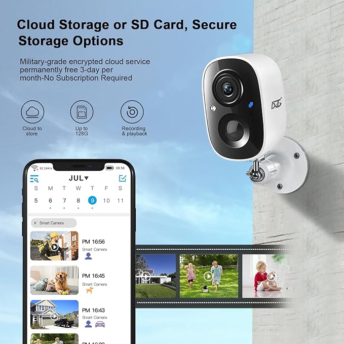 DCT 2Pcs Security Camera Wireless Outdoor, Battery Powered WiFi Surveillance Cameras for Home Security Outside, 2K Color Night Vision AI Motion Detection Siren Alarm Spotlight 2-Way Talk Waterproof