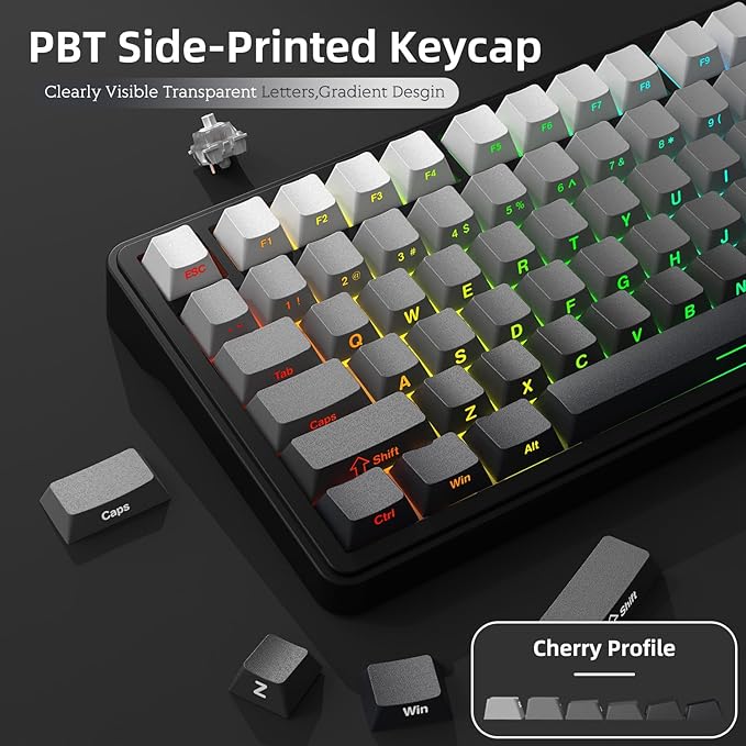 Yindiao X85 Wireless Mechanical Keyboard, TKL 82 Keys Bluetooth 5.0/2.4GHz/USB-C Hot Swappable Custom Keyboard,Gasket Structure,Knob,RGB Backlit Gaming Keyboard for PC/Mac/PS4/Xbox(Black)