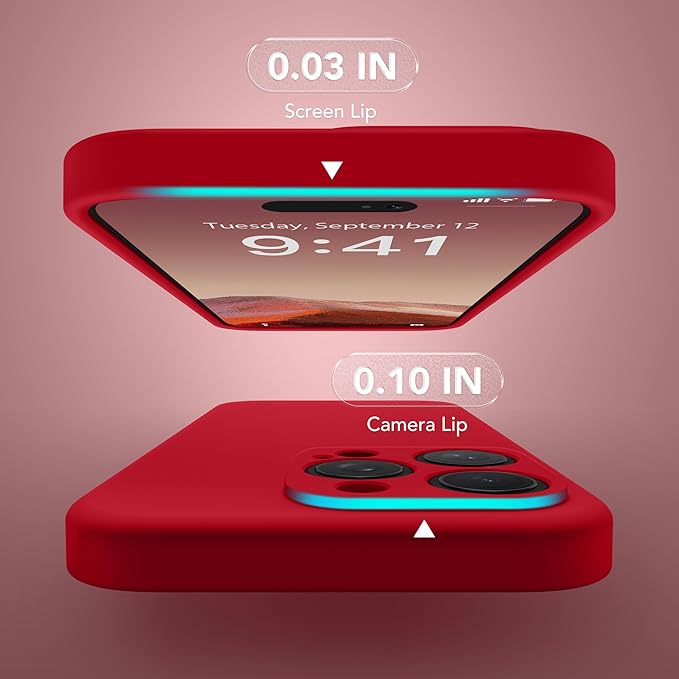 Magnetic for iPhone 15 Pro Max Case, Compatible with MagSafe, [Full Camera Protection][Screen Protector] Silicone Shockproof Protective Phone Case for iPhone 15 Pro Max 6.7", Deep Red