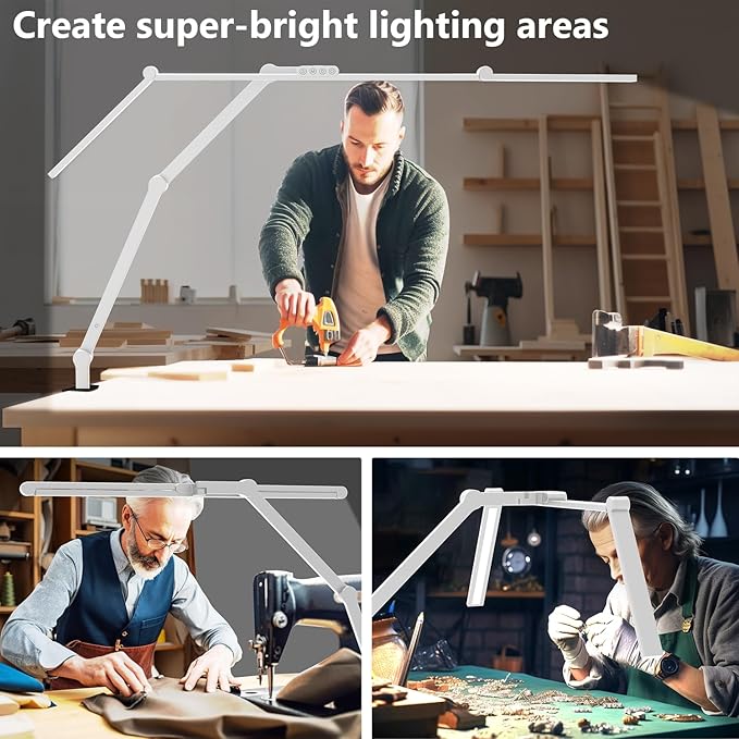 EPABINA 36W Ultra Bright Architect Desk Lamp with Clamp, Tall Overhead Rotatable Led Desk Light for Home Office, 47Inch Long Adjustable Monitor Light Bar with Remote for Computer Screen Desktop Table