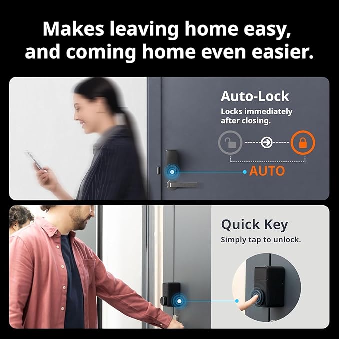SwitchBot Smart Lock Pro (Silver), Keyless Deadbolt Retrofit for Existing Deadbolts, No-Drill for Renters, Auto-Lock, Add Hub (Sold Separately) for Matter/Siri, Alexa, Google