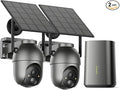 SEHMUA- 4MP Security Cameras Wireless Outdoor Home System, 2-Cam Kit, No Subscription & Solar Powered, Local Storage, 360°PTZ Surveillance, Color Night Vision, 5GHz & 2.4GHz Router Compatible