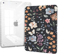 Case for iPad 9th Generation, iPad 10.2 Inch 9th/8th/7th Generation Case with Pencil Holder, Slim Shockproof Clear Back Cover, Auto Sleep, Black&Flower
