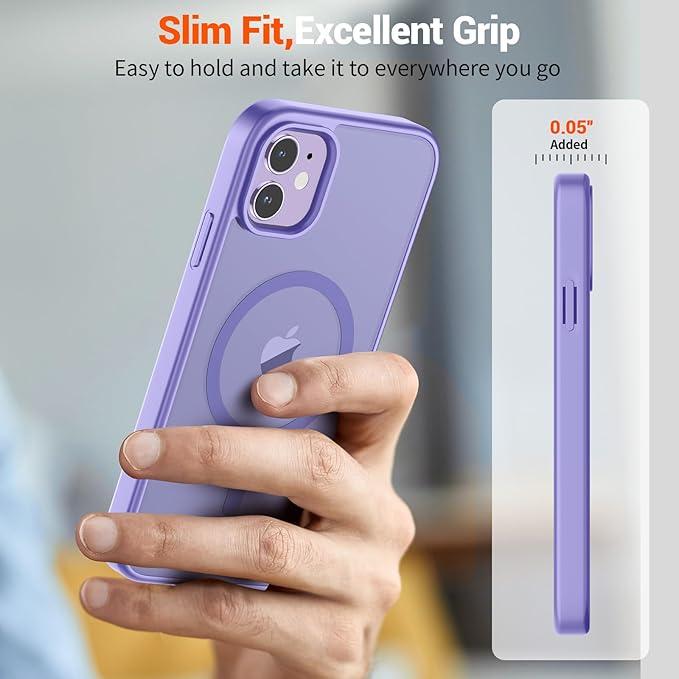 SUPFINE Magnetic for iPhone 12 Case/iPhone 12 Pro Case (Compatible with MagSafe)(Military Grade Drop Protection) Translucent Matte Shockproof Phone Cover,Purple