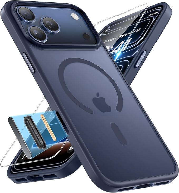 Miracase Magnetic for iPhone 17 Pro Case 6.3", Camera Control, [Compatible with MagSafe] [Screen Protector] Military-Grade Protection, Anti-Fingerprint, Slim Thin Phone Case, Dark Blue