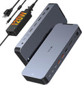 USB C Docking Station Dual Monitors Type C Hub Multiple Adapter Dongle for Dell HP Lenovo Laptop USB C Dock Triple Display with 2 HDMI,DisplayPort 8K,USB A/C Ports,120W DC Power,Ethernet,SD/TF,Audio