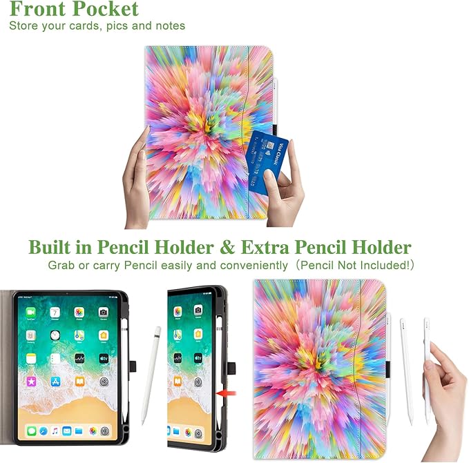 Vimorco for iPad Air 11 Inch Case M4/M3/M2 2026/2025/2024, for iPad Air 5th/4th Gen Cases 10.9-inch, for iPad Pro 11 Inch Case 4th/3rd/2nd/1st Generation Pencil Holder/Hand Strap/Pocket, Color Art