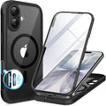 BERFY for iPhone 17 Case, Compatible with MagSafe, Built-in Glass Screen Protector, Camera Protection, Shockproof Full Body Phone case 6.3", Clear Black