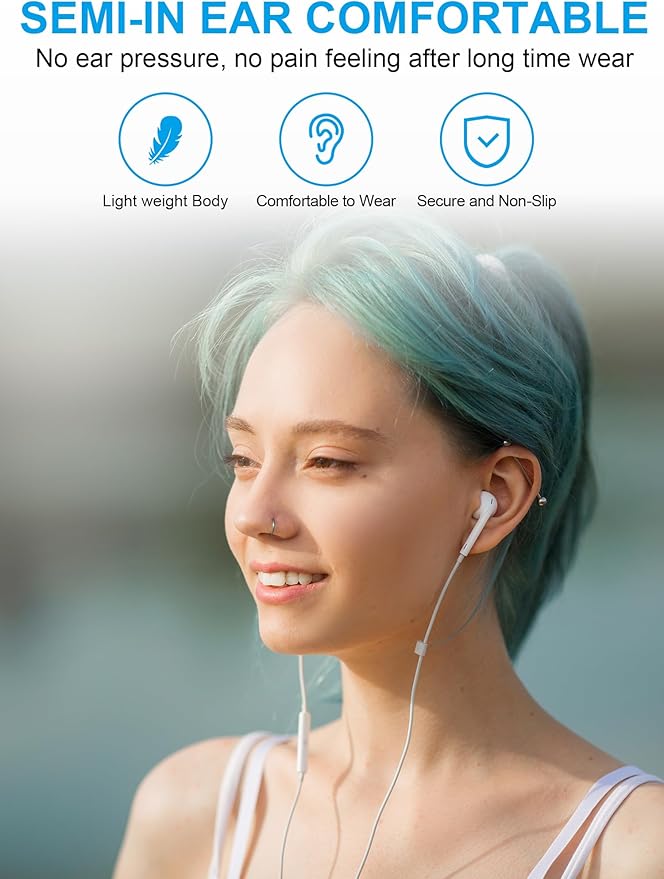 Wired Headphones USB C, Wired Earbuds for iPhone 17 16 15, Type C Earphones with Microphone & Remote Control, Wired Ear Buds USB C for iPhone Android, iPad, S25 S24 Ultra, Pixel 9