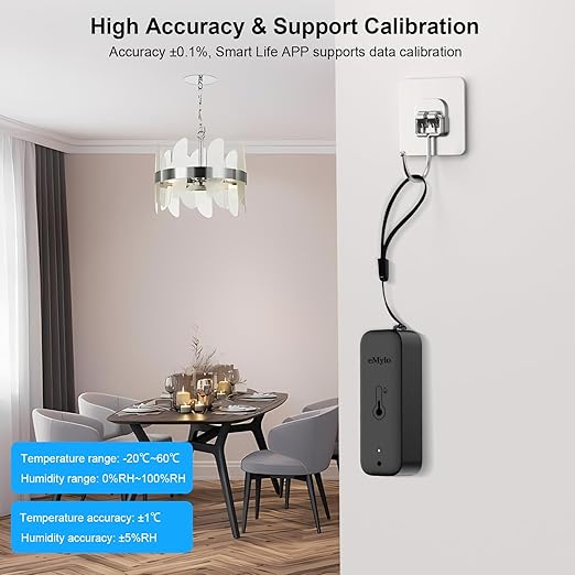 WiFi Thermometer, Humidity Meter with Smart Alert, Data Storage and Calibration, Temperature and Humidity Monitor for Bedroom, Baby Room, Warehouse, Cellar, Greenhouse, Black 2 Pack