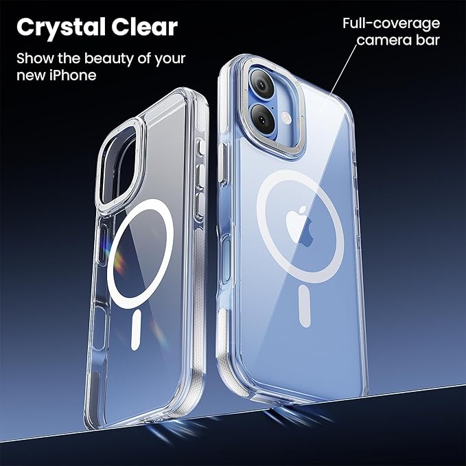 Anti-Yellowing Strong Magnetic for iPhone 17 Case, [Compatible with MagSafe] [12FT Military Grade Drop] Slim Thin iPhone Cover 6.3 Inch, Clear White