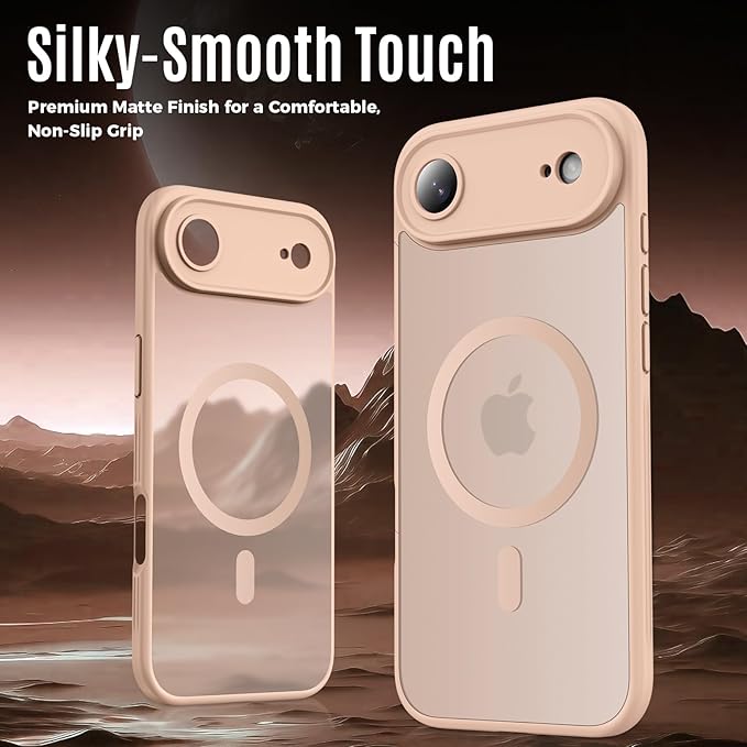 Symcele Designed for iPhone Air Case, Compatible with MagSafe, [Camera Protection] [15FT Military Drop Protection] Shockproof Translucent Matte Anti-Slip Thin Slim Phone Case, 6.5", Light Brown