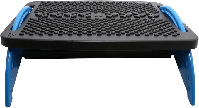 IO Crest Ergonomic Floating Tilt Foot Rest Textured Surface Reduce Muscle Strain, Black Blue