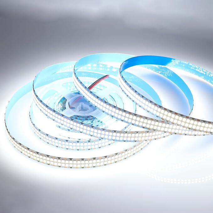 LEDENET 2835 SMD Cold White LED Strip Lights 6500K 16.4ft Double Row 2400 LEDs Flexible LED Strip Tape Light Ribbon Lamp DC 12V LED Daylight Dimmable Strip Lights for Bedroom Lighting