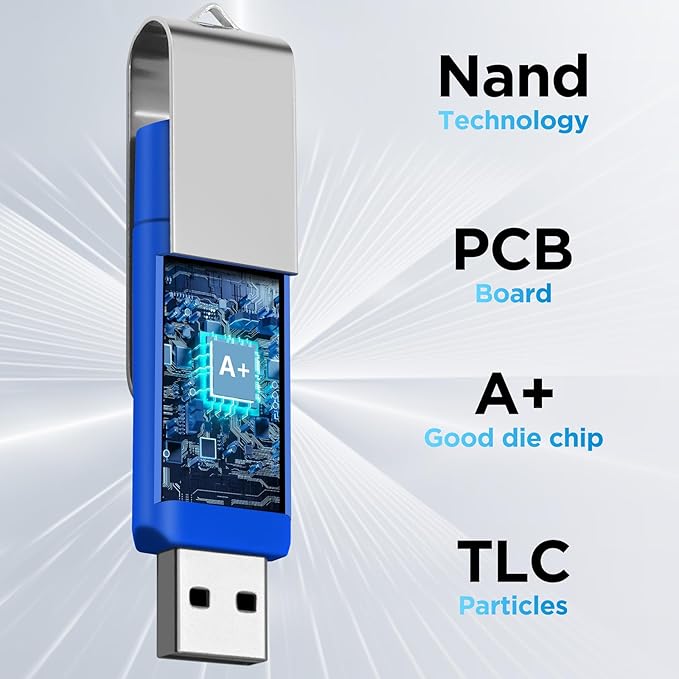 20Packs of 8GB FAT32 USB2.0 & Type-C Flash Drives, EASTBULL 2-in-1 Dual Flash Drive Bulk USB-A + USB-C Thumb Drives Pack OTG Memory Sticks Compatible with Smartphones, Computers, Tablets, Mac (Blue)