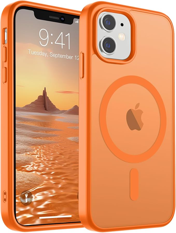 SUPFINE Magnetic for iPhone 11 Phone Case (Compatible with MagSafe) (Military Grade Drop Protection) Translucent Matte Shockproof Phone Cover,Starry Orange