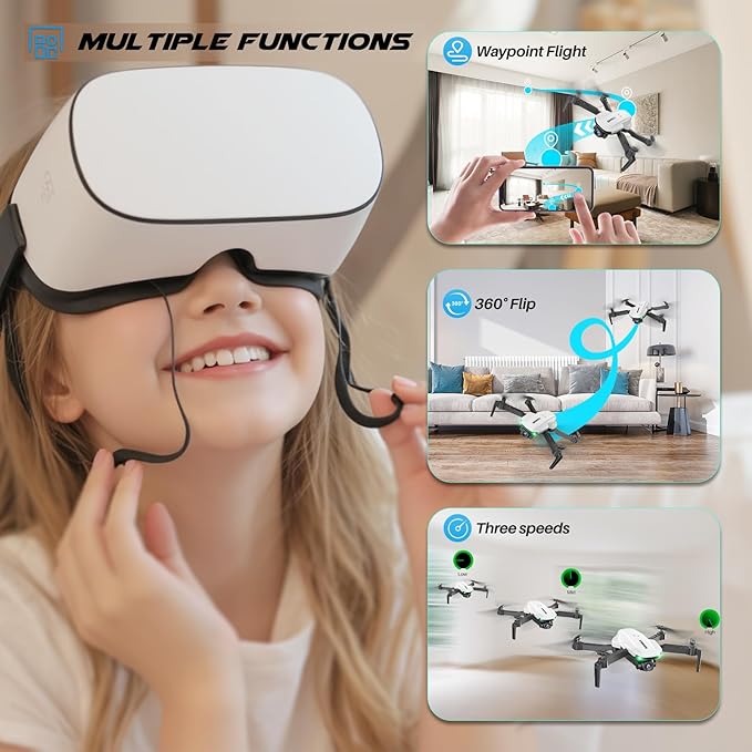SIMREX Drone With Camera for Kids Beginner & Adults – Foldable RC Quadcopter with Altitude Hold, Optical Flow Positioning , Indoor Mini Drone with One Key Start, Headless Mode, 3D Flip, Gift for Boys & Girls & Teenagers
