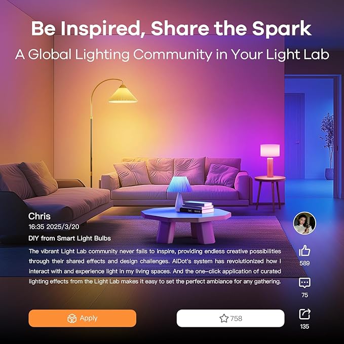 OREiN Matter Smart Light Bulb, 1600 Lumens 100W Equivalent Smart Light Bulbs, Color Changing Light Bulbs Work with Apple Home, Alexa, Google Home, SmartThings, A21 Smart Bulbs 2.4Ghz WiFi, 2Pack