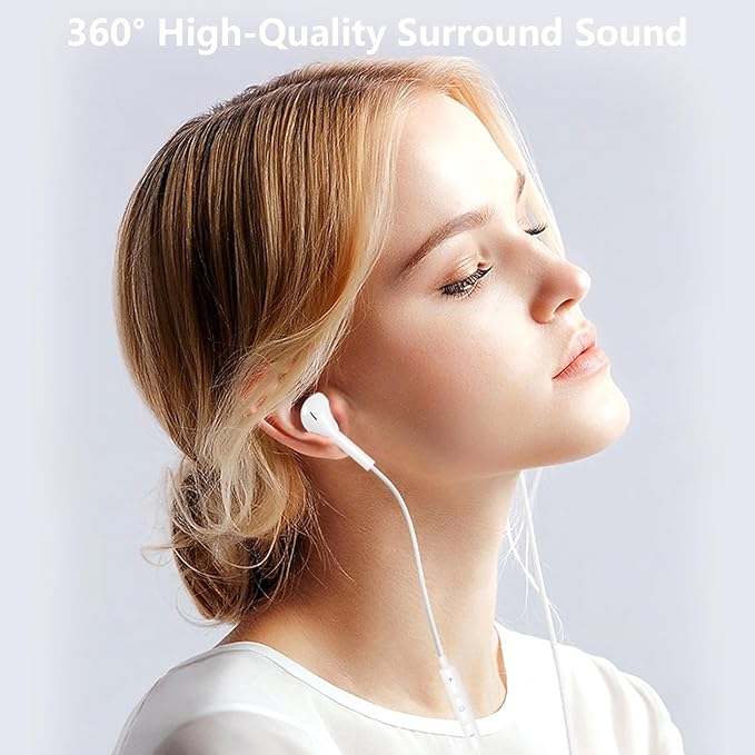 2Pack Wired Earbuds for iPhone with Lightning Connector, Hi-Fi Sound Headphones with Built-in Remote to Control Music, Volume and Calling Microphone Compatible with iPhone 14/13/12/11/SE/XR/X/8/7/iPad