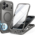 BERFY for iPhone 17 Pro Max Case, Compatible with MagSafe, Built-in Glass Screen Protector, Camera Protection, Shockproof Full Body Phone case 6.9", Clear Grey
