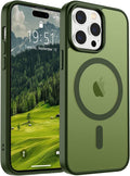 SUPFINE Magnetic for iPhone 14 Pro Case (Compatible with MagSafe) (Military Grade Drop Protection) Slim Translucent Matte Shockproof with Anti-Fingerprint Phone Case,Cangling Green
