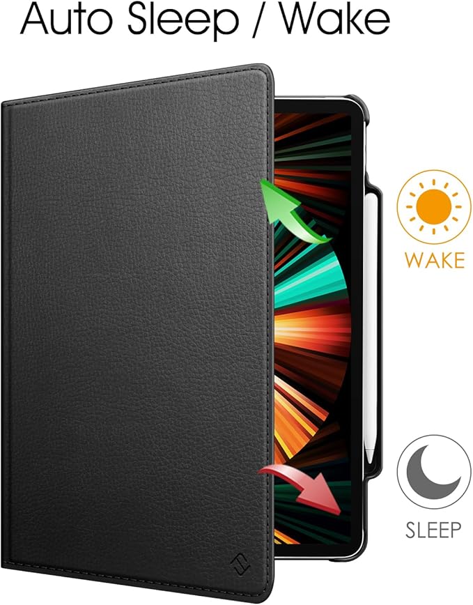 Fintie Rotating Case for iPad Pro 12.9-inch 6th Generation 2022-360 Degree Swiveling Protective Cover with Pencil Holder, Auto Sleep/Wake, Also Fit iPad Pro 12.9" 5th/4th/3rd Gen, Black