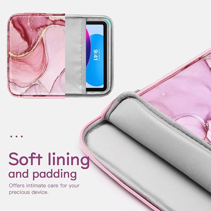 Dadanism 9-11 Inch Tablet Sleeve Bag Carrying Case for iPad 9/8/7th Gen 10.2, iPad Air 11" 2024, iPad Pro 11 M4 M2 2024, iPad Air 5/4 10.9, iPad 10th Gen 10.9, Galaxy Tab A9+/S9 FE/A8, Cloudy Pink