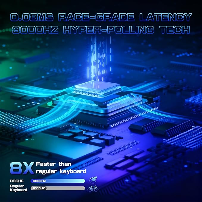 ATTACK SHARK R85 HE Wired 75% Rapid Trigger Mechanical RGB Gaming Keyboard with Custom Lightbox,8KHz Polling Rate,0.005mm RT Accuracy,0.08MS Latency,Hall Effect,Magnetic Switch,Driver for PC-Moonlight