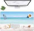 Britimes Summer Beach Sea Shells Large Mouse Pad Non-Slip Starfish Shore Sun Desk Pad Keyboard and Mouse Desk Mat Gaming Mousepad for Game, Office & Home, 31.5 x 15.7 in