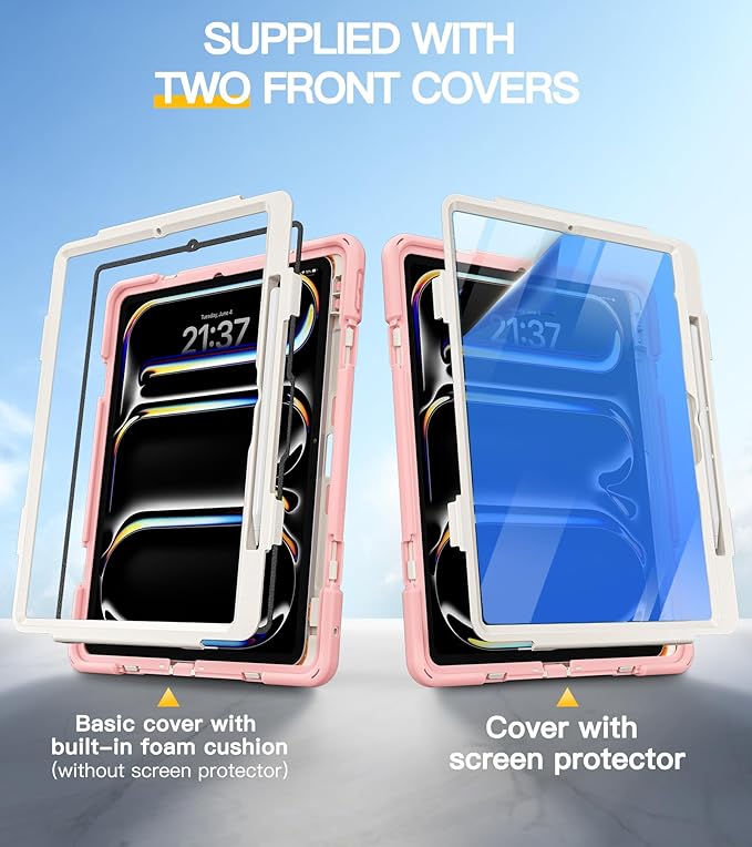 BRAECN for iPad Pro 13 inch Case M5 2025 & M4 2024 Heavy Duty Shockproof Protective with Pencil Holder Screen Protector 360°Rotating Stand Handle & Shoulder Strap Full Body Cover Kids Friendly