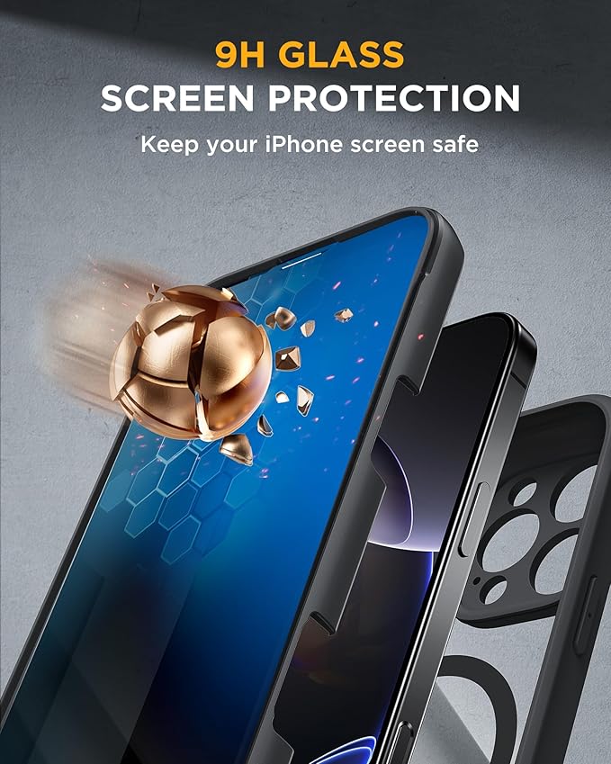 Miracase Magnetic for iPhone 16 Pro Max Case with Privacy Screen Protector [Compatible with MagSafe],Full Camera Protection and Full Body Shockproof Bumper 16 Pro Max Phone Cover 6.9", Black