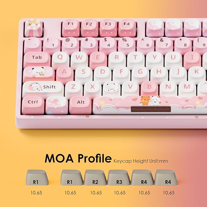 Akko Wireless Gaming Keyboard 5108B Plus Full Size Keyboard Bubu & Dudu Pink Hot-Swappable Tri-Mode Mechanical Keyboard RGB Backlight, Piano Pre Lubed Switch