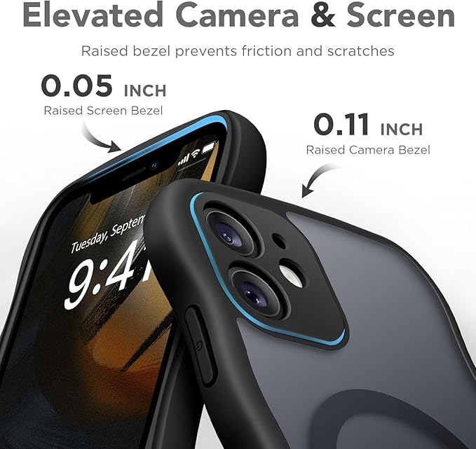 CAPRARO Cute for iPhone 11 Case, Compatible with MagSafe, [Curly Wave Edge] [Full Camera Protection] [14 FT Drop Protection] Magnetic Phone Case for 11 6.1 Inch, Black