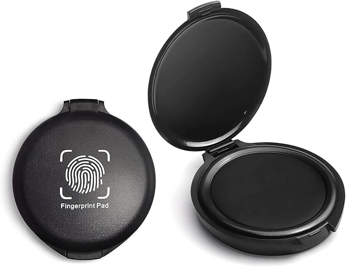 SAYEEC Fingerprint Ink Pad (Pack of 2), Thumbprint Ink Pad for Office Notary Supplies Identification Security ID Fingerprint Cards, Law Enforcement Fingerprint Kit Black Thumb Print Ink Pad Stamp Pad