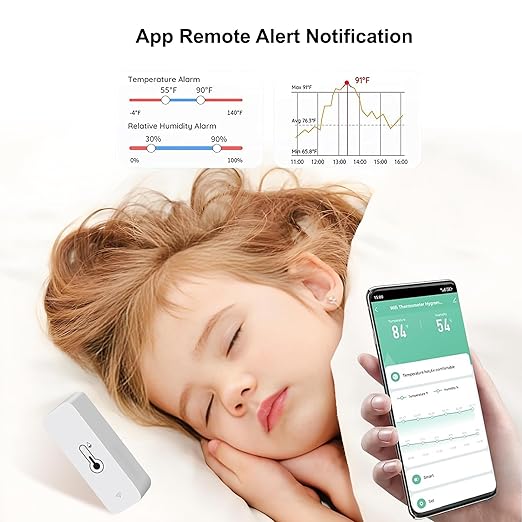 WiFi Hygrometer Thermometer Sensor for Home, Indoor Outdoor Wireless Temperature Humidity Sensor Monitor with Remote App Notification Alert, Work with Tuya app, for Home Greenhouse (4-Pack)
