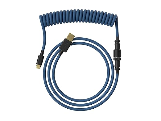 Ranked Coiled Keyboard Cable | Handcrafted Double-Sleeved Braided Cable | USB Type C to A | 5-Pin Aviator Connector for Custom Mechanical Gaming Keyboard | Support Fast Charge 20W (Skydiver)