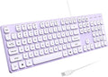 USB Wired Keyboard for window,Comfortable Quiet Chocolate Keys, Durable Ultra-Slim Wired Computer Keyboard(QWERTY) for PC, Windows 11/10/8/7/XP/Vista KB1430 (KB435 Purple, Wired Keyboard For Windows)