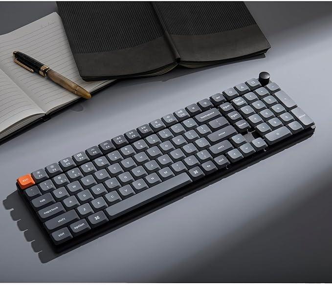 Keychron K17 Max 96% Layout Ultra-Slim Wireless Custom Mechanical Keyboard, Hot Swappable Low Profile Gateron Brown Switch QMK Programmable Bluetooth/2.4 GHz/Wired RGB Backlit NKRO for Mac Win Linux