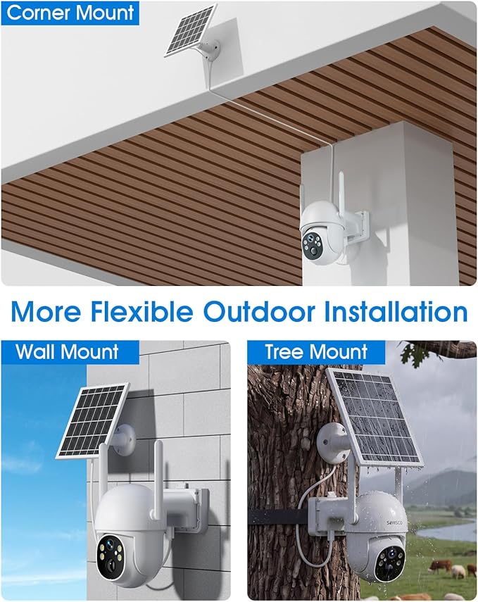 SANSCO 4G LTE Cellular Solar Security Camera Wireless Outdoor, Lifetime Free Unlimited Data, NO WiFi 2K Color Night Vision, PTZ 360 View, 2 Way Audio, Motion Detection (4G Unlimited-2Pack)