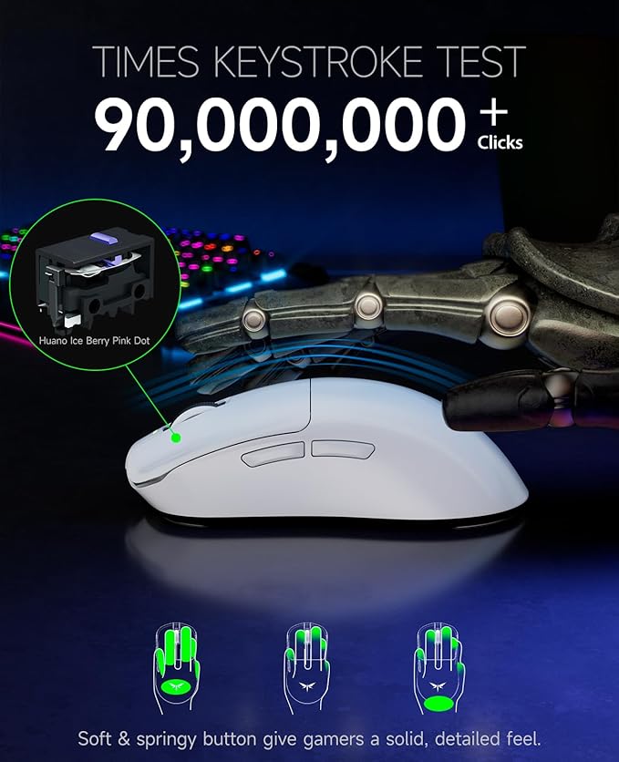 VGN Dragonfly F1 MOBA Wireless Gaming Mouse, 55g Ultralight, PAW3395 26K DPI Optical Sensor, Optimized Tactile Click Feel, Anti-Slip Silver Coating Grip, 4000Hz Polling Supported, Esports Mouse, White