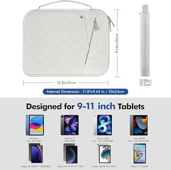 MoKo 9-11 Inch Tablet Sleeve Carrying Case with Handle, Padded Protective Travel Bag for New 11 inch iPad Air M4 2026, iPad A16, i-Pad Pro 11 M5, i-Pad 10./Air 5/4. Gen10.9, Tab S9/S8 11, Cream