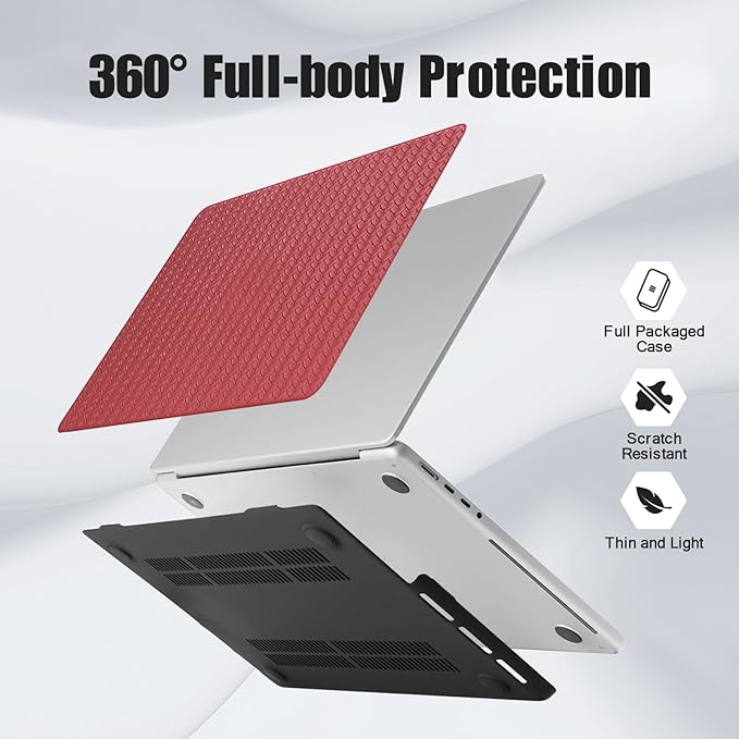 DTangLsm for MacBook Air 15 inch Case 2026 M5, 2025 2024 2023 A3448 M4 A3241 M3 A3114 M2 A2941, Woven Textured Leather Hard Shell Cover for Mac Book Air 15 Case+Keyboard Skin, Has Logo Cutout,Burgandy