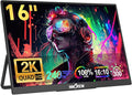 InnoView 16" 240Hz Portable Monitor 2K 2560x1600 100% sRGB Portable Gaming Monitor Laptop Monitors Built-in Speakers 180° Adjustable Type-C HDMI Laptop Screen Extender for Surface Pro PS5 Switch Xbox